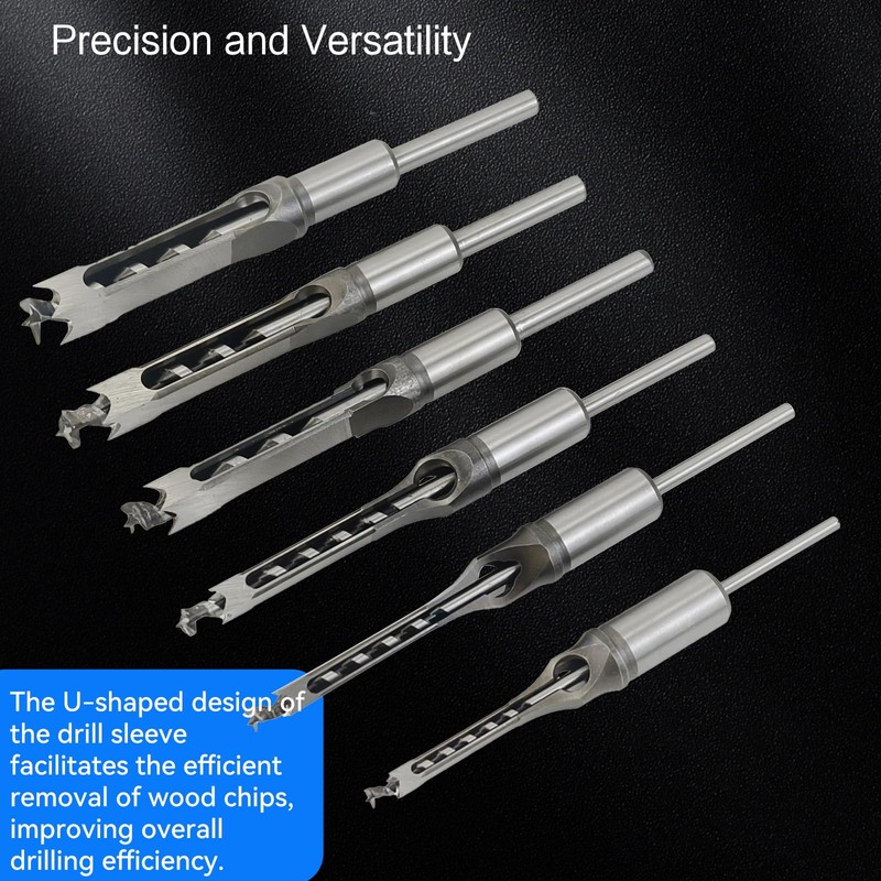 AeKeatDa 6pcs Square Hole Mortise Chisel Drill Bit Tools, 5/8"