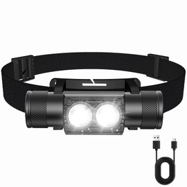 Super Bright 1200 Lumen LED Rechargeable Headlamp with Rotatable Hidden Type-C Port,IPX6 Waterproof Head Light with 2600mAh Battery,180° Adjustable Head lamp with 6 Modes for Camping Hiking Fishing