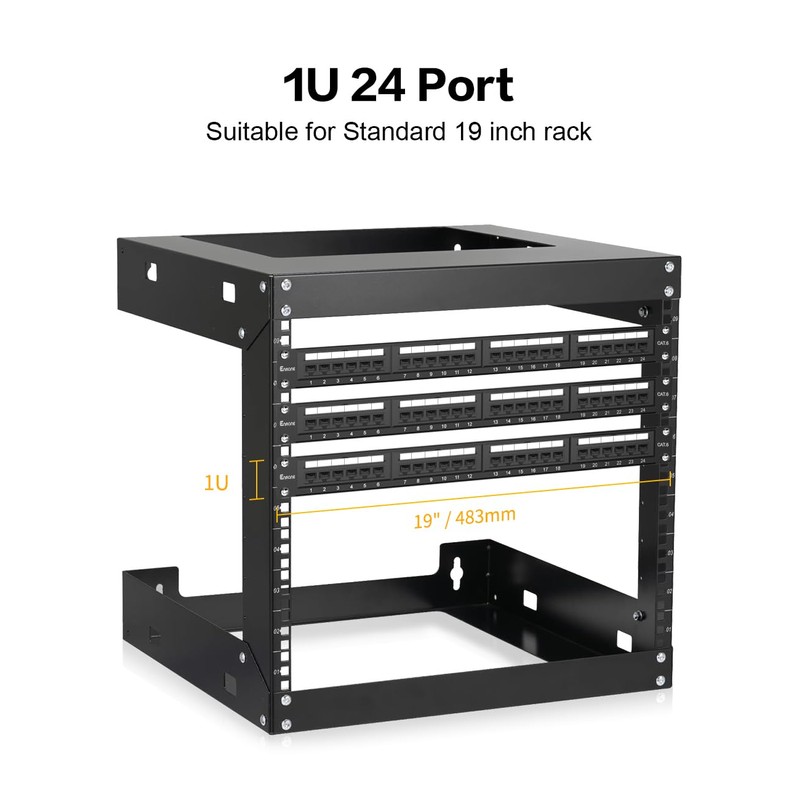 Enmane 24 Port Patch Panel CAT6 Keystone Patch Panel 1U