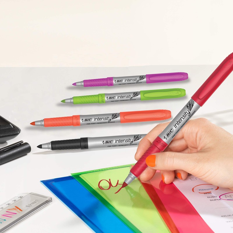 BIC Intensity Assorted Colors Fashion Permanent Markers, Fine Point, 8-Count