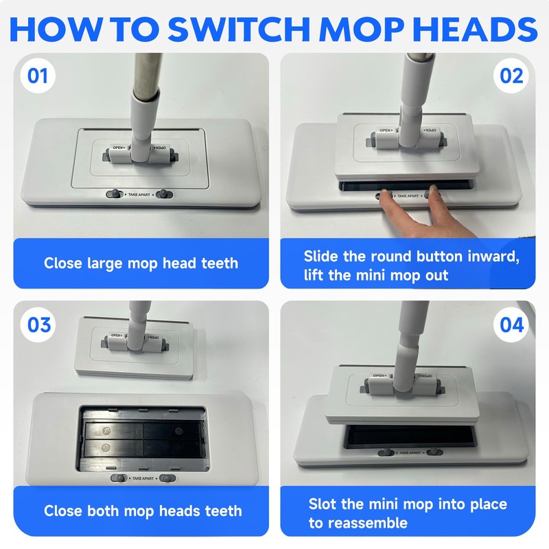 New 2-in-1 Push Clamp Lazy Mop – Hands Free Flat