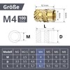 ORTAVA M4 Thread Insert, Pack of 100 Press-in Nuts, Brass
