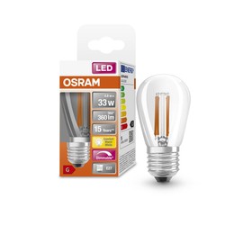 OSRAM Superstar LED Bulb for E27 Socket, Clear Glass, Warm White (2200K), 360 Lumens, Replacement for Conventional 35W Bulbs, Dimmable, Pack of 1