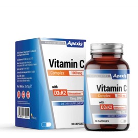 Apexis Vitamin D3&K2 Complex-Vit C 1000Mg 30 Kapsül