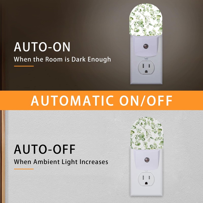 Green Eucalyptus Leaf Night Light,Night Lights Plug into Wall with