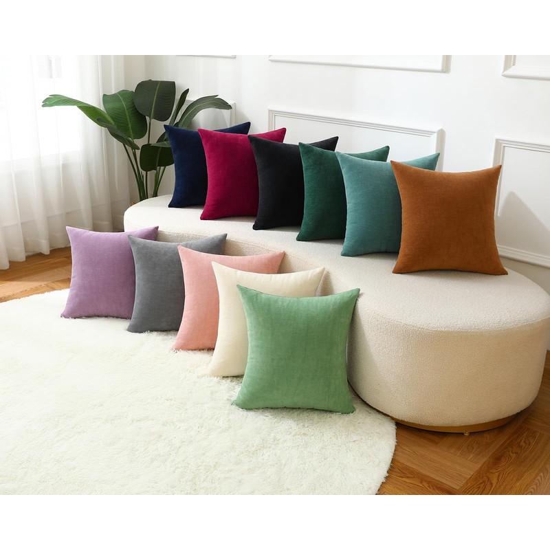 Qanatmz Terracotta Cozy Soft Throw Pillow Covers Decorative Chenille Square