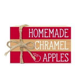 Christmas Tiered Tray Decorations, Christmas Tray Decor, Christmas Apple Faux Wood Book Stack Decor For Earthy Cabin Kitchen, Rustic Home Table Shelf Decor, Three Pieces -B12