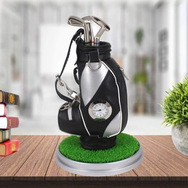 HKOO Golf Gift Golf Pens Holder, Golf Bag Holder with 3 Pieces Aluminum Pen Golf Bag Pencil Holder for Men (Silver and Black/C)