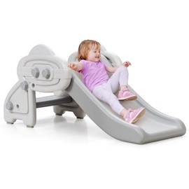 HOMGX Mini Toddler Slide, Kids Climber Slide Toy w/Non-Slip Pads, Freestanding Indoor Outdoor Small w/Widened Stairs & Smooth Edge, Ideal Gift for 6 Months - 3 Years Boy Girl (Gray) (TY327807)