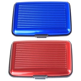 ZGCXRTO 2PCA Credit Card Protector Wallet, Case with 6 PVC Slots Portable Travel Identity ID/Credit Card Safe Protection, Ladies and Men（Rose Red and Blue）