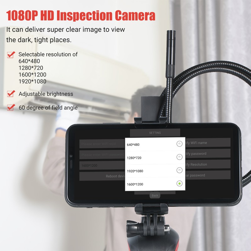 WiFi Industrial Endoscope 1080P HD Digital Borescope IP67 Waterproof Video