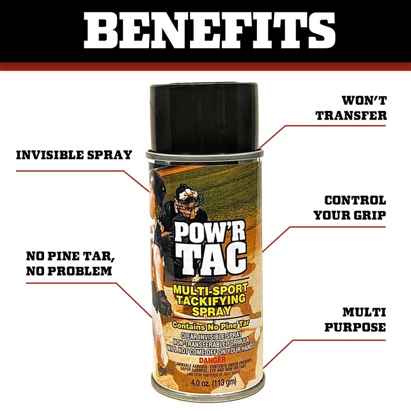 Pow’r Tac Grip Spray Adhesive for Sticky Baseball Bat Grips,
