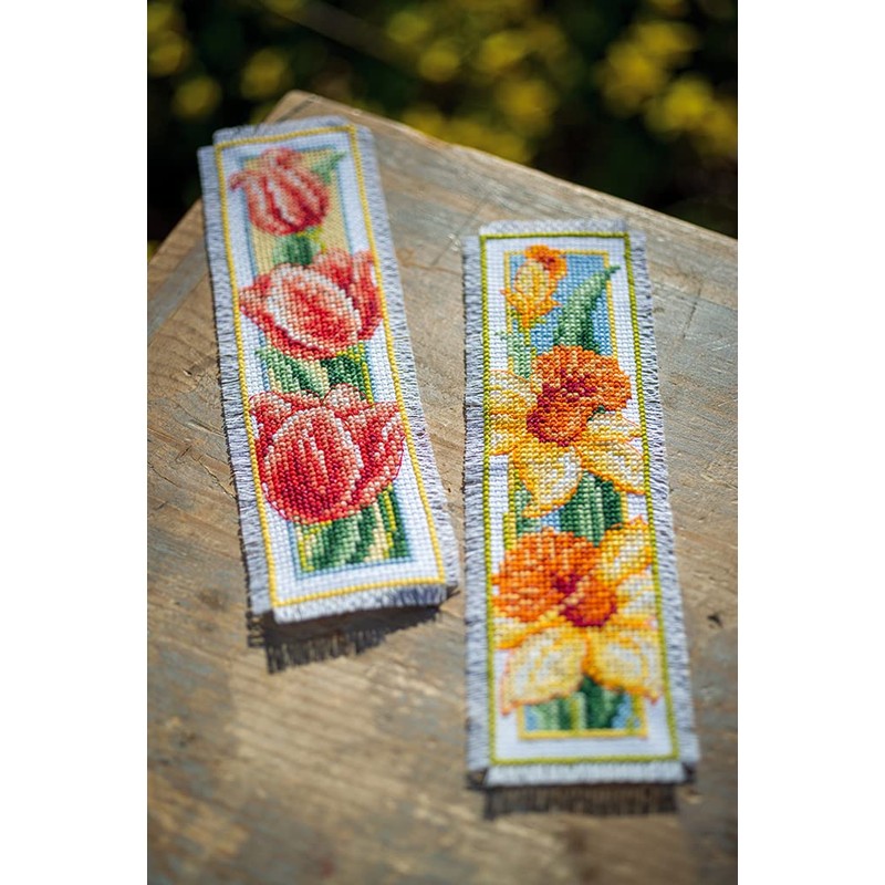 Vervaco Bookmark Cross Stitch Set Flowers Set of 2 Counted