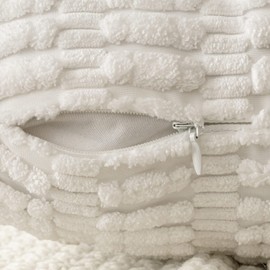 MIULEE Pack of 2 Corduroy Square Christmas Cushion Cover Pure White 40x40 cm 16x16 inch for Living Room Sofa Bedroom Rustic Modern Farmhouse Boho Home Decor