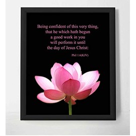 âBeing Confident of This Very Thingâ Philippians 1:6-Bible Verse Wall Art- 8x10" Floral Typographic Christian Print-Ready to Frame. Home-Office-Church DÃ©cor. Scripture Print to Inspire Confidence.
