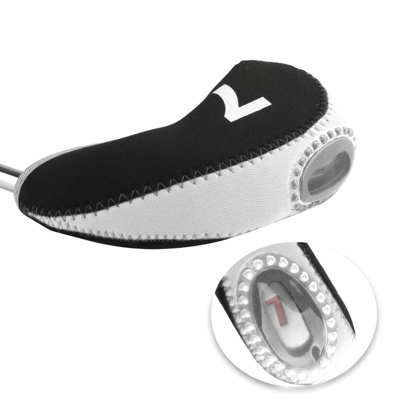Andux Number Print Golf Club Iron Cover Headcover with Clear