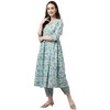 FIORRA Kurta acampanada de algodón puro con pantalón para mujer,