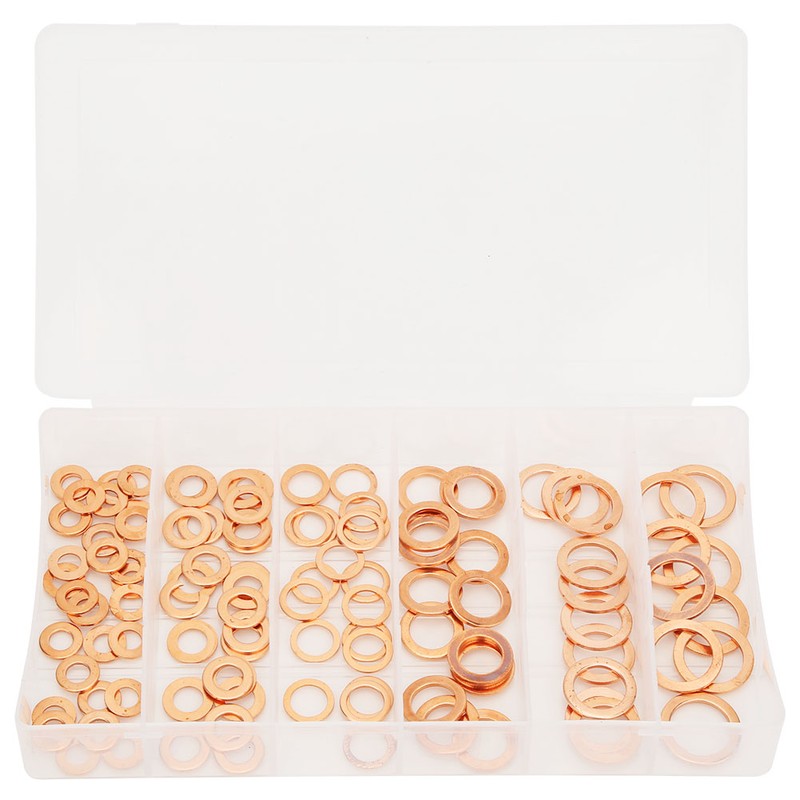 110Pcs Copper Washer Flat Fixing Sealing Fasteners Assortment Kit for