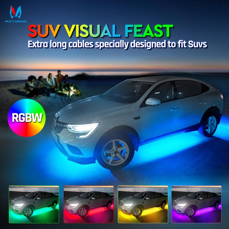 MICTUNING N8 RGBW Underglow Light Bars for SUVs, App/Remote Control,