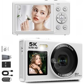5K Digital Camera for Photography, 80MP WiFi Vlogging Camera with Dual Screen 18X Zoom Travel Vlog Cameras for Beginners Teens YouTube Content Creators (64GB)