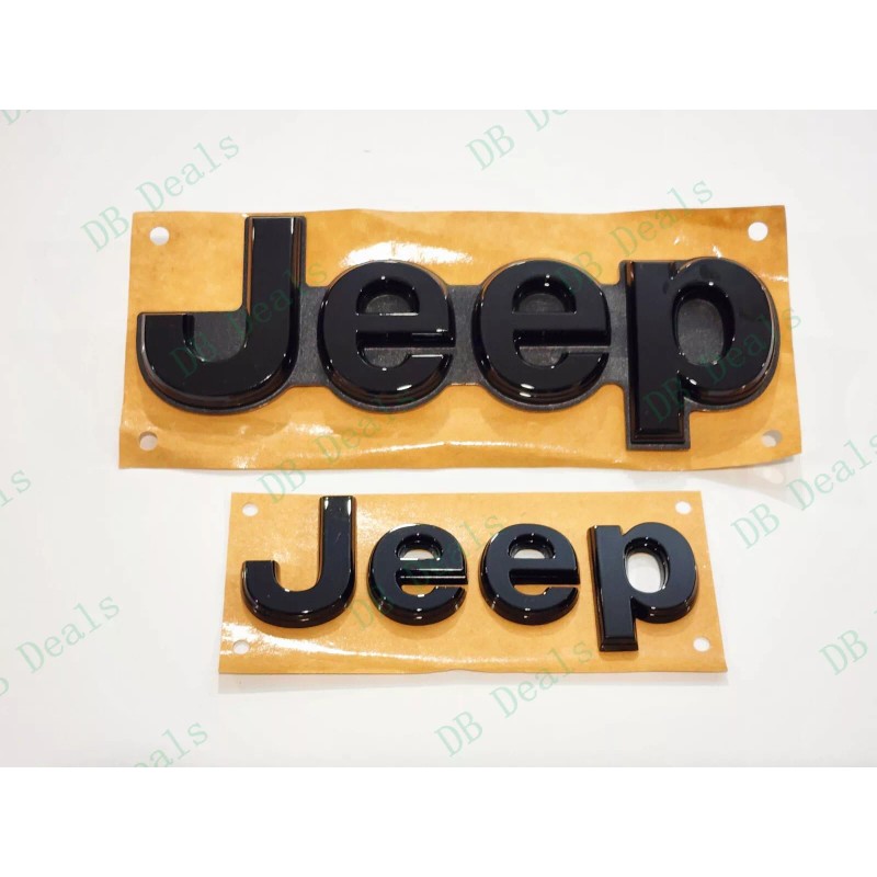 Grand Cherokee 2PC Gloss Black Front Rear Jeep Emblems Badge