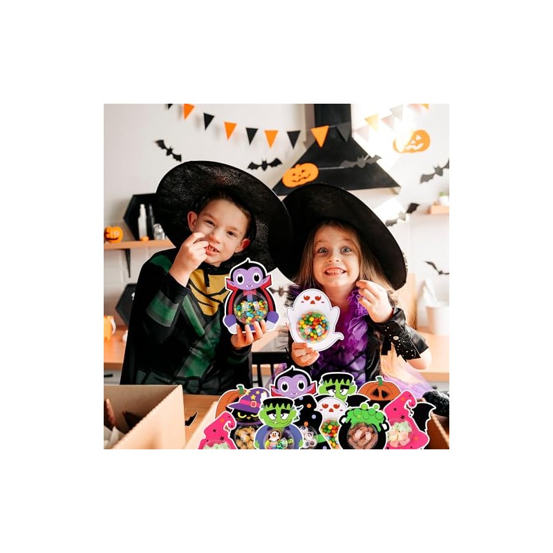 Juego de 36 tarjetas para dulces de Halloween con cúpula
