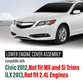 LQI Engine Splash Shield Cover Fit Honda Civic 2012 (Not fit MX & Si Trims), Fit for Acura ILX 2013 (Not 2.4L Engines), 74110-TR3-A10, 74110TR3A10 Lower Splash Shield Guard Under Car