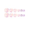 Clataly 24pcs Square Flowers Fake Nails Glossy Glitter Toe Print