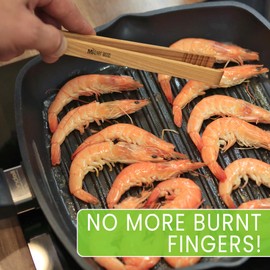 4 Pcs Wooden Toaster Tongs | 10-Inch Premium Ashwood Kitchen Utensils | Easy-Grip, Anti-Slip Design for Toast, Fruits, Bread, Pickles, Bacon, BBQ, and Parties