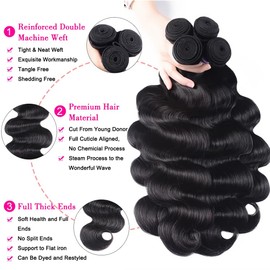 12A Human Hair Bundles 16 16 18 18 Inch Body Wave Bundles Human Hair 400g Brazilian Bundles Human Hair Unprocessed Human Hair Weave 4 Bundles Deals Brazilian Body Wave Bundles Human Hair Extensions