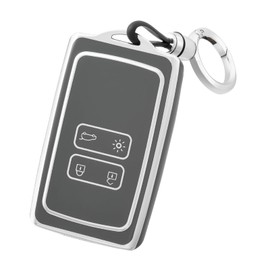 OFF WE GO OFF WE GO Autoschlssel Hlle fr Renault TPU Schlsselhlle Cover mit Schlsselanh?nger Auto Schlssel fr Clio Espace Talisman Megane Kadjar Captur Arkana Sandero Schlsselbox M?nner,Grau Silber