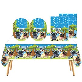 41 pcs puppy dog pals Themed Party Supplies, 20 Plates, 20 Napkins and 1 Tablecloth,puppy dog pals Birthday Party Decorations for Boys and Girls