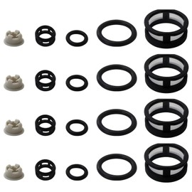 Premium Fuel Injector Service Repair Kit for V4 Nissan J-ECS Altima Sentra Infiniti G20, 4PCS Side Feed Fuel Injector Repair Kit Filters Seals O-Rings Pintle Caps