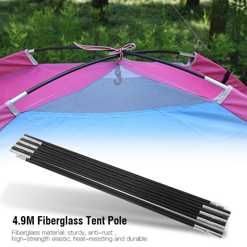 4.9M Fiberglass Camping Tent Pole Bars Outdoor Support Rods Awning