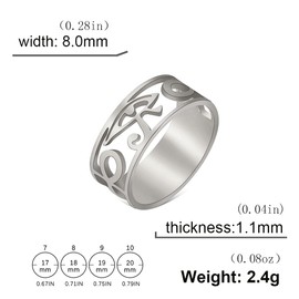 LIKGREAT Eye of Horus Ring, Ancient Egyptian Symbol Horus Eye Ankh Rings Egypt Eyes of Ra Ring Lucky Amulet Protection Stainless Steel Jewellery for Men Women Christmas, Stainless Steel, No Gemstone