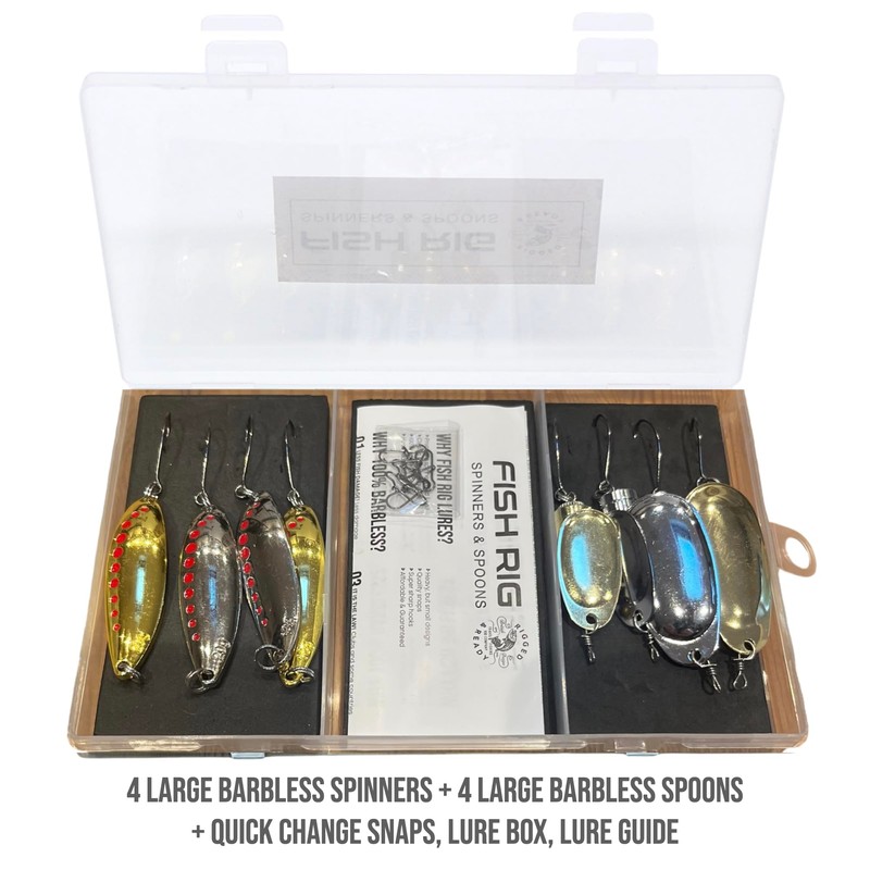 Fish Rig Large Premium Spinners and Spoons - 8 Barbless