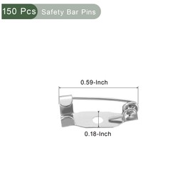 YOKIVE 150 Pcs Safety Bar Pins, Brooch Clasp Pin Backs | Badge Crafts Making Great for Name Tags, Jewelry Making (Silver White, 15mm)