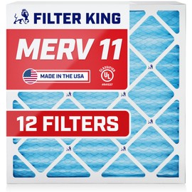 Filter King 20x25x1 Air Filter (MERV 11) (12-Pack) Dust & Allergy Control AC Furnace Filters, MADE IN USA, HVAC, Pleated, Electrostatic (Actual Size: 19.5 x 24.5 x .75)