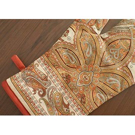Maison d' Hermine Kashmir Paisley 100% Cotton Set of Oven Mitt (7.5 Inch by 13 Inch) and Pot Holder (8 Inch by 8 Inch) for BBQ | Cooking | Baking | Grilling | Microwave | Thanksgiving/Christmas
