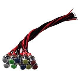 GTIWUNG 10 Stück 6mm Kontrollleuchte Set 12 Volt DC LED Metall Anzeigelampe mit Kabel, 12V Vorverdrahtetes Licht, Wasserdichte Signalleuchte Auto Signallampe mit Draht (Rot/Gelb/Blau/Grün/Weiß)