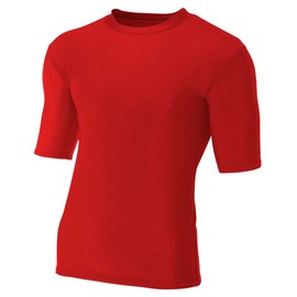 A4 Men's Compression Crew 1/2 Sleeve, Scarlet, Large
