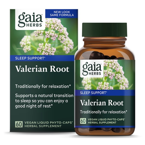 Gaia Herbs Valerian Root - Natural Sleep Support for a Natural Calm to Help Relaxation to Prepare for Sleep - with Organic Valerian Root Extract - 60 Vegan Liquid Phyto-Capsules (30-Day Supply)