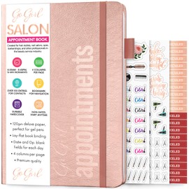 GoGirl Salon Appointment Book – Reservation Book for Beauty Salons, Spas, Hair Stylists, Estheticians – Appt Booking Planner, 18x25.5cm (Rose Gold)