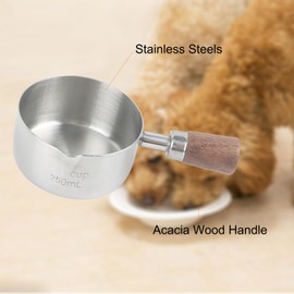 DEEUCHIS 1 Cup Stainless Steel Dog Cat Food Measuring Scoop for Dry and Wet Food, Accurate Measurement for Rice, Flour, Grain (Silver)