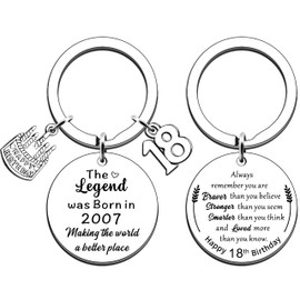 JMIMO 18th Birthday Gifts for Boys Girls Born In 2007 Gifts Funny Inspirational 18th Keyring Keepsake