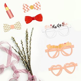 Tabanzhe 23 Pieces Rose Gold Wedding and Bachelorette Party Bridal Photo Prop Set for Engagement and Celebration,Birthday Party Decorations