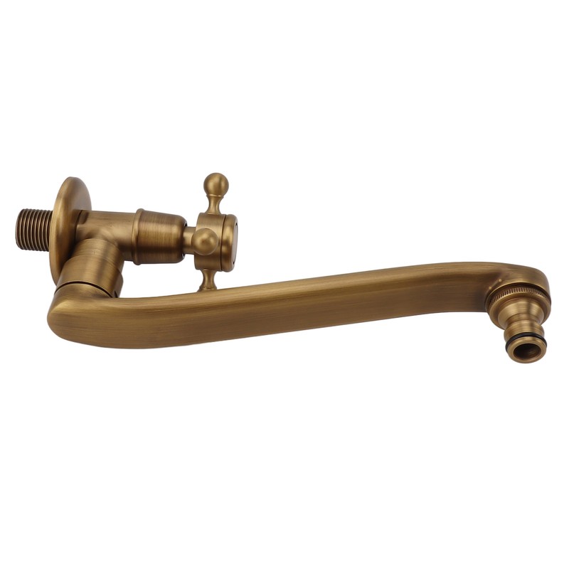 Antique Garden Faucet with Extended Spout Antifreezing Copper Wall Mount