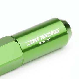 DNA MOTORING LN-ZTL-9029-15-GN 20Pcs M12 x 1.5 Open/Closed End Wheel Lug Nuts +1 X Deep Drive Extension, 20mm OD/123mm H, Green