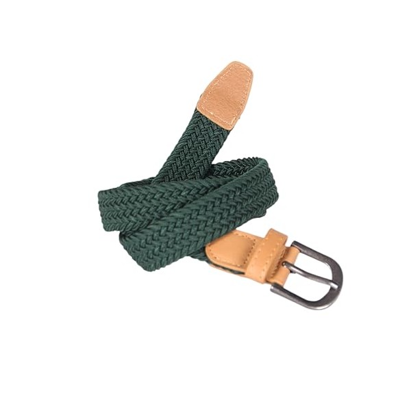 Kids Braided Stretchy Cord Belt - Solid Green- Age (4-7
