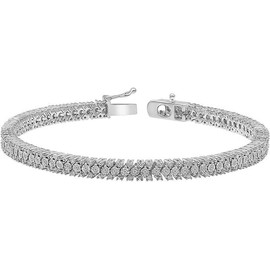 Unique Designs 1.00 CTTW, 925 Sterling Silver Diamond Tennies Link Bracelet for Women